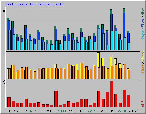 Daily usage for February 2016